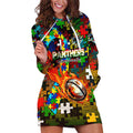 Panthers Autism Awareness Hoodie Dress Puzzle Flames Rugby Ball