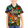 Panthers Autism Awareness Kid Hawaiian Shirt Puzzle Flames Rugby Ball