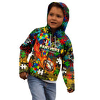 Panthers Autism Awareness Kid Hoodie Puzzle Flames Rugby Ball