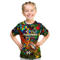Panthers Autism Awareness Kid T Shirt Puzzle Flames Rugby Ball