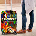 Panthers Autism Awareness Luggage Cover Puzzle Flames Rugby Ball