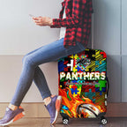 Panthers Autism Awareness Luggage Cover Puzzle Flames Rugby Ball