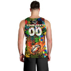 Panthers Autism Awareness Men Tank Top Puzzle Flames Rugby Ball