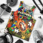 Panthers Autism Awareness Men Tank Top Puzzle Flames Rugby Ball