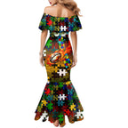 Panthers Autism Awareness Mermaid Dress Puzzle Flames Rugby Ball