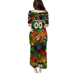 Panthers Autism Awareness Puletasi Puzzle Flames Rugby Ball