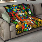 Panthers Autism Awareness Quilt Puzzle Flames Rugby Ball