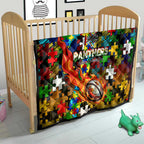 Panthers Autism Awareness Quilt Puzzle Flames Rugby Ball