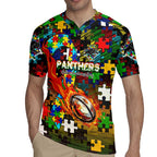 Panthers Autism Awareness Rugby Jersey Puzzle Flames Rugby Ball