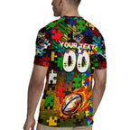Panthers Autism Awareness Rugby Jersey Puzzle Flames Rugby Ball