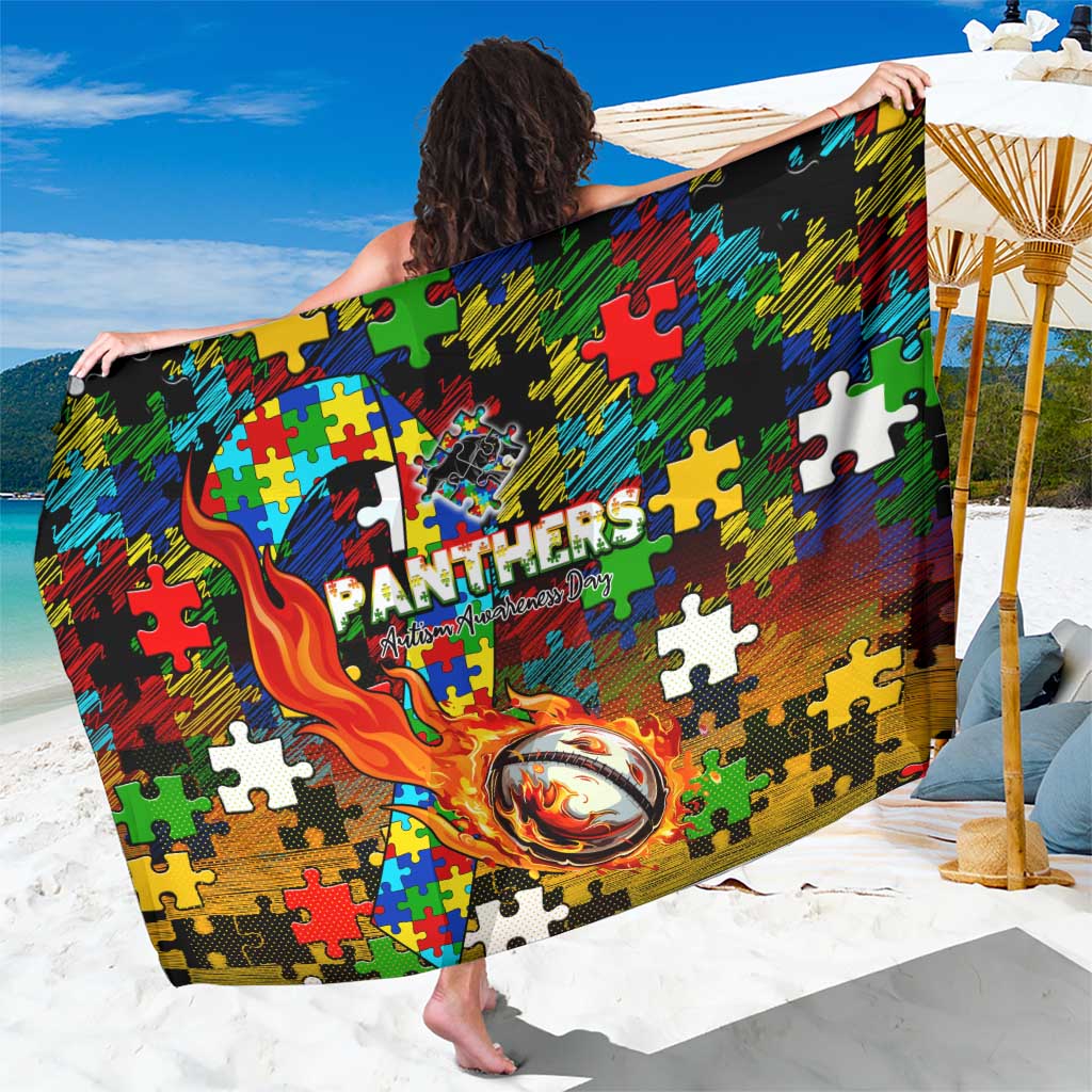 Panthers Autism Awareness Sarong Puzzle Flames Rugby Ball