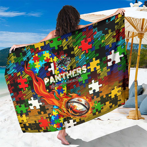 Panthers Autism Awareness Sarong Puzzle Flames Rugby Ball