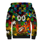 Panthers Autism Awareness Sherpa Hoodie Puzzle Flames Rugby Ball