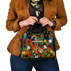 Panthers Autism Awareness Shoulder Handbag Puzzle Flames Rugby Ball