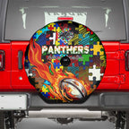 Panthers Autism Awareness Spare Tire Cover Puzzle Flames Rugby Ball