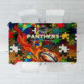 Panthers Autism Awareness Tablecloth Puzzle Flames Rugby Ball