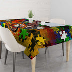 Panthers Autism Awareness Tablecloth Puzzle Flames Rugby Ball