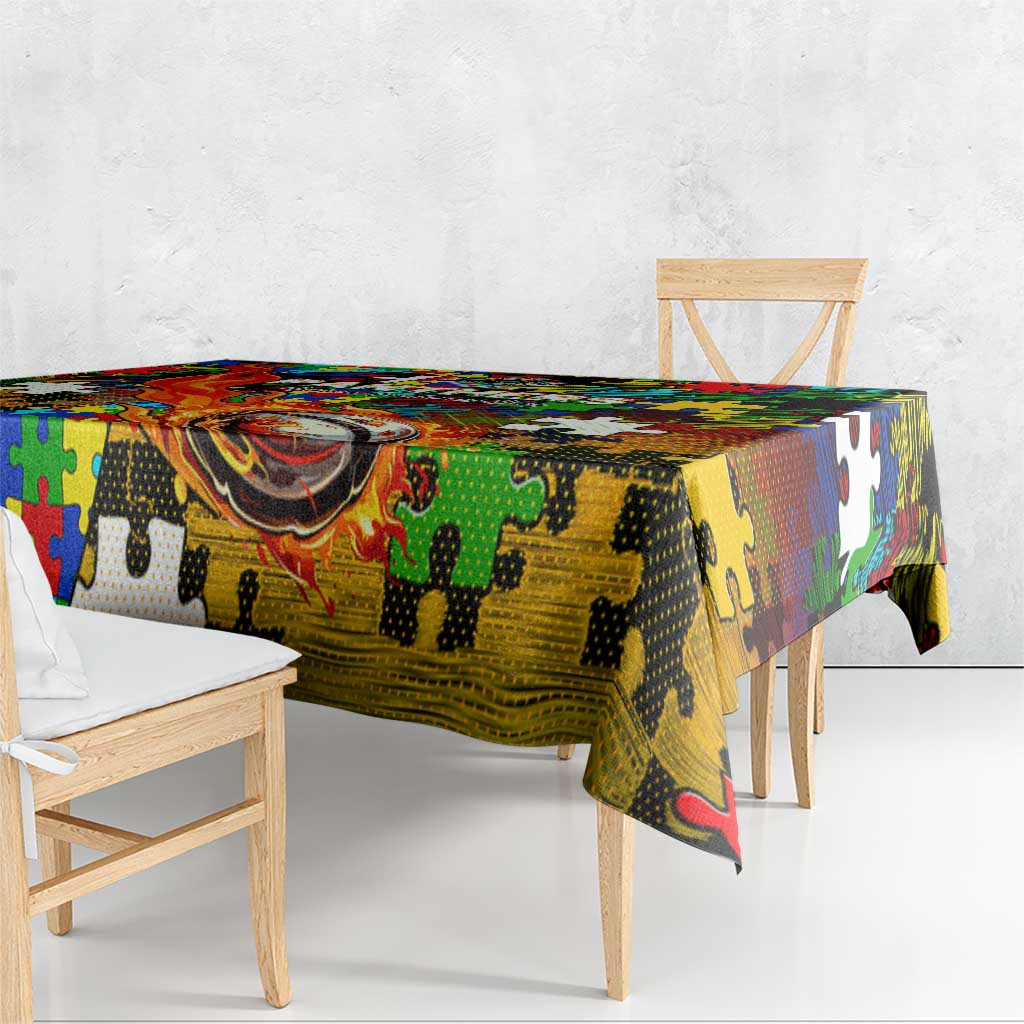 Panthers Autism Awareness Tablecloth Puzzle Flames Rugby Ball