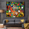 Panthers Autism Awareness Tapestry Puzzle Flames Rugby Ball
