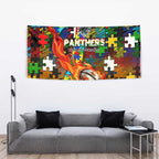 Panthers Autism Awareness Tapestry Puzzle Flames Rugby Ball