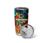 Panthers Autism Awareness Tumbler Cup Puzzle Flames Rugby Ball