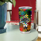 Panthers Autism Awareness Tumbler Cup Puzzle Flames Rugby Ball