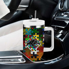 Panthers Autism Awareness Tumbler With Handle Puzzle Flames Rugby Ball