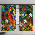 Panthers Autism Awareness Window Curtain Puzzle Flames Rugby Ball
