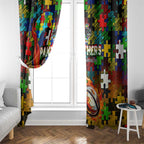 Panthers Autism Awareness Window Curtain Puzzle Flames Rugby Ball