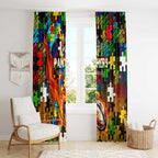 Panthers Autism Awareness Window Curtain Puzzle Flames Rugby Ball