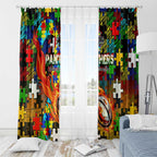 Panthers Autism Awareness Window Curtain Puzzle Flames Rugby Ball