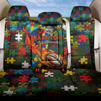 Rabbitohs Autism Awareness Back Car Seat Cover Puzzle Flames Rugby Ball
