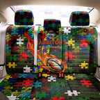 Rabbitohs Autism Awareness Back Car Seat Cover Puzzle Flames Rugby Ball