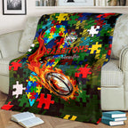 Rabbitohs Autism Awareness Blanket Puzzle Flames Rugby Ball