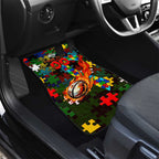 Rabbitohs Autism Awareness Car Mats Puzzle Flames Rugby Ball