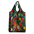 Rabbitohs Autism Awareness Grocery Bag Puzzle Flames Rugby Ball