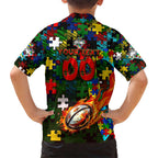 Rabbitohs Autism Awareness Hawaiian Shirt Puzzle Flames Rugby Ball