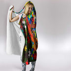 Rabbitohs Autism Awareness Hooded Blanket Puzzle Flames Rugby Ball