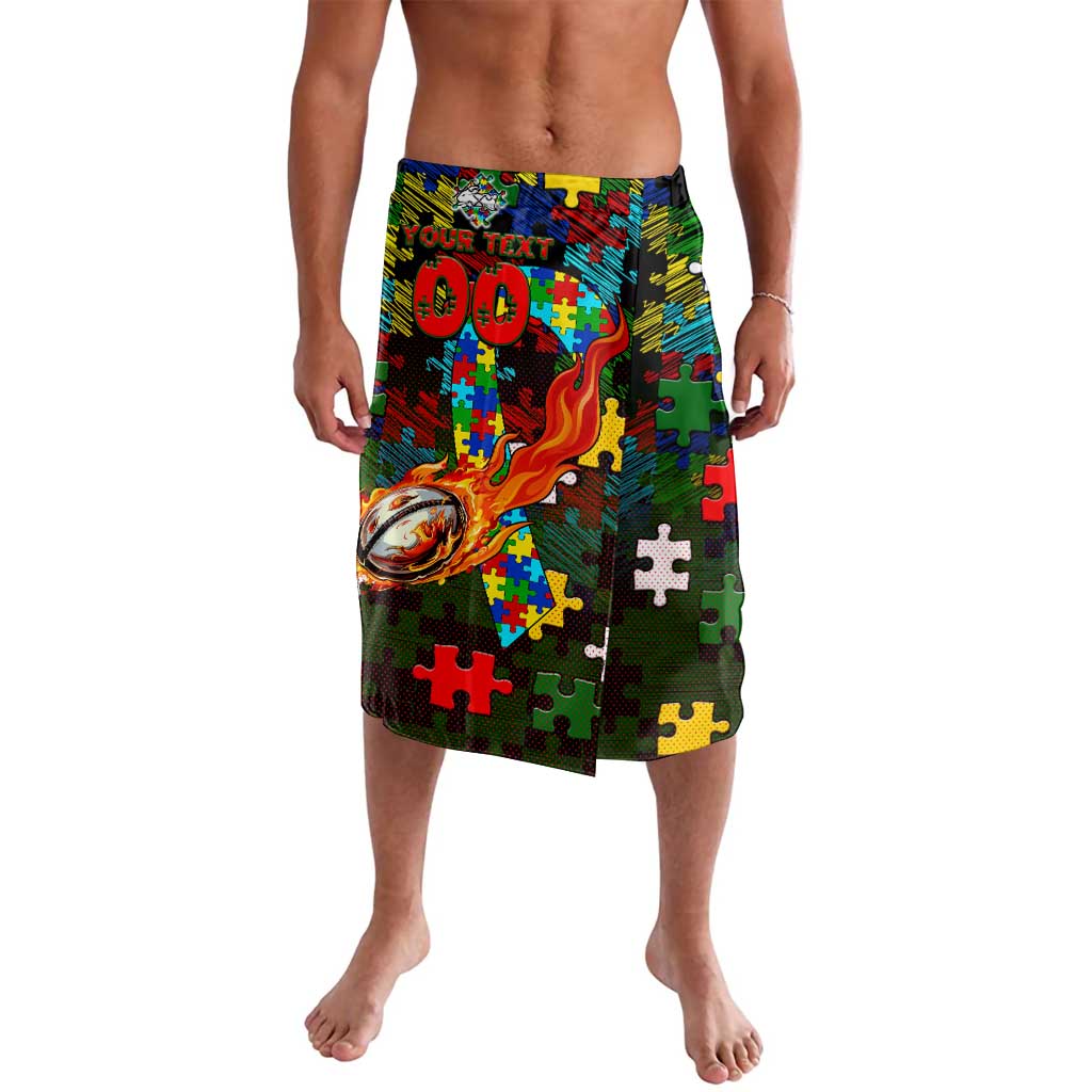 Rabbitohs Autism Awareness Lavalava Puzzle Flames Rugby Ball