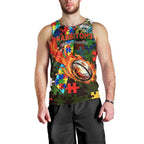 Rabbitohs Autism Awareness Men Tank Top Puzzle Flames Rugby Ball