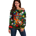 Rabbitohs Autism Awareness Off Shoulder Sweater Puzzle Flames Rugby Ball