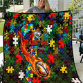 Rabbitohs Autism Awareness Quilt Puzzle Flames Rugby Ball