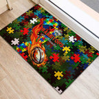Rabbitohs Autism Awareness Rubber Doormat Puzzle Flames Rugby Ball