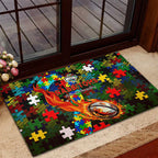 Rabbitohs Autism Awareness Rubber Doormat Puzzle Flames Rugby Ball