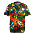 Rabbitohs Autism Awareness Rugby Jersey Puzzle Flames Rugby Ball