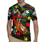 Rabbitohs Autism Awareness Rugby Jersey Puzzle Flames Rugby Ball