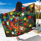 Rabbitohs Autism Awareness Sarong Puzzle Flames Rugby Ball