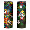 Rabbitohs Autism Awareness Skinny Tumbler Puzzle Flames Rugby Ball