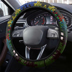 Rabbitohs Autism Awareness Steering Wheel Cover Puzzle Flames Rugby Ball
