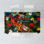Rabbitohs Autism Awareness Tablecloth Puzzle Flames Rugby Ball